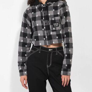 Lurking Class by Sketchy Tank Spider Black Crop Hooded Flannel Shirt